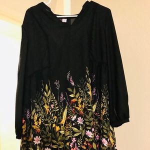 NWOT semi sheer black old navy floral dress